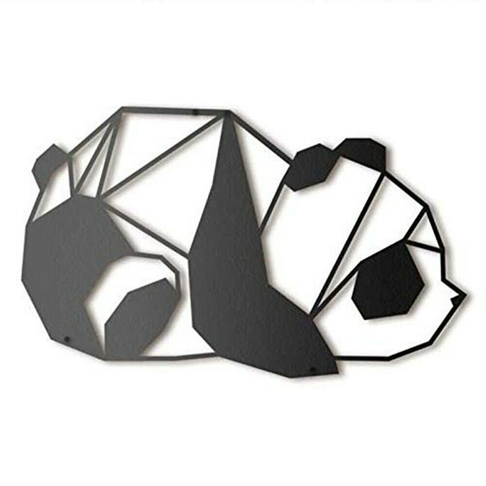 Panda Metal Wall Art Hanging Decoration Geometric Black Animal Home Ornaments