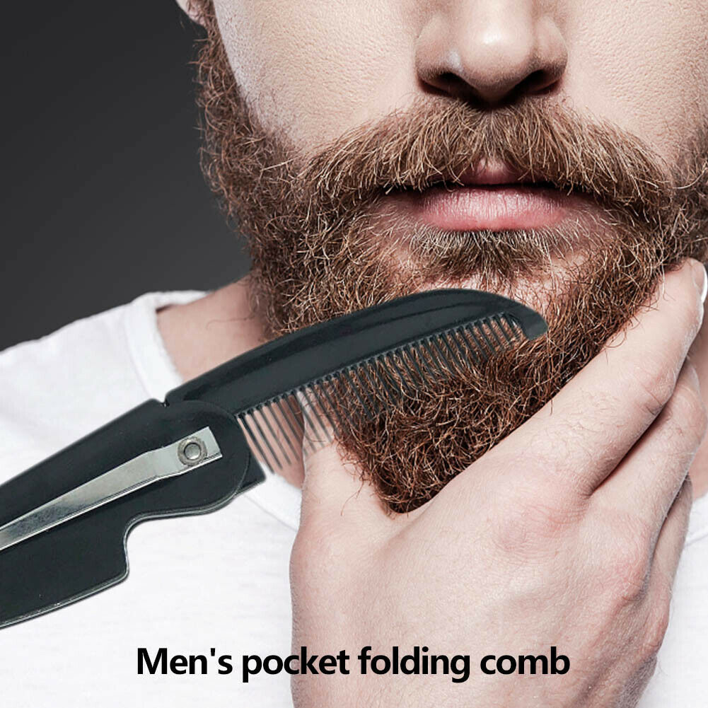 Man Woman Folding Portable Pocket Clip Beard Moustache Convenient Hair Comb @