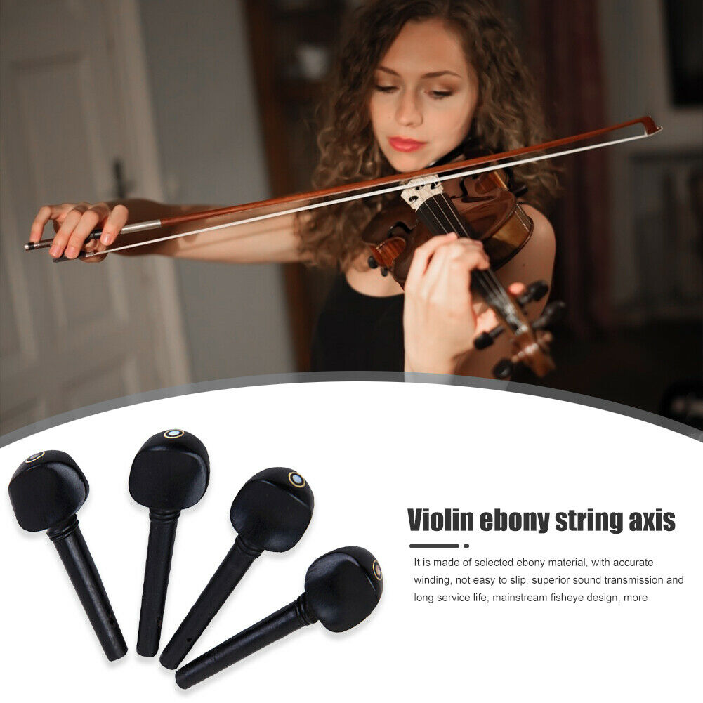 4pcs Ebony Violin Tuning Pegs Tuners with End Pin Fiddle Strings Instrument @
