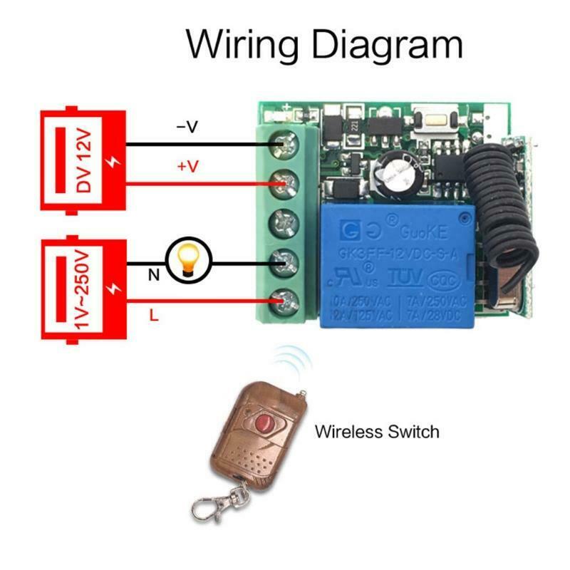 433Mhz Universal Wireless Remote Control Switch DC 12V 10A 1CH Relay Receiver