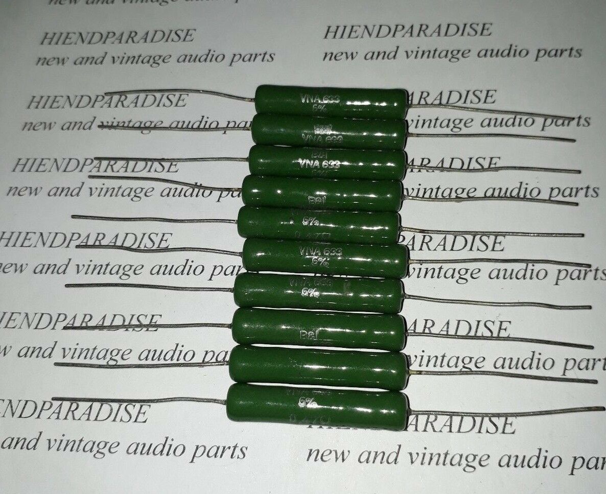 10x NOS B&I PIHER VNA633 0R47 9W 8x36mm 5% 30ppm TUBE RESISTORS!NON MAGN LEADS