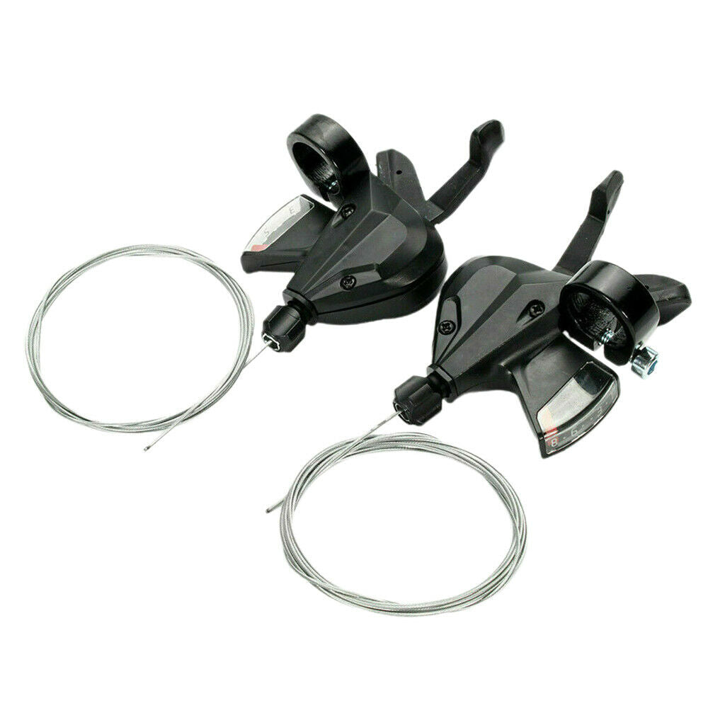 2Pcs 24 Speed MTB Mountain Bike Thumb Gear Shift Lever Set (3L&8R)