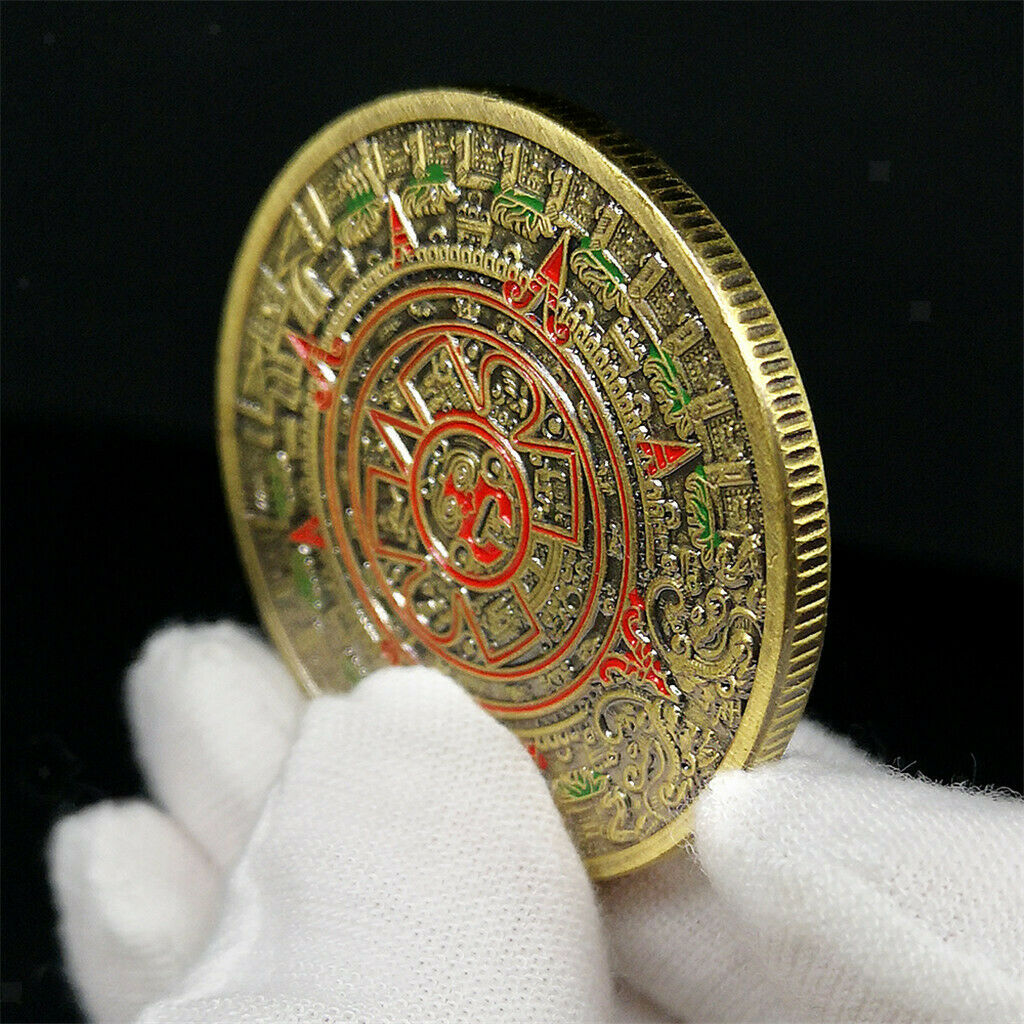 1pc Mayan Bronze Coin Mayan Pyramid Commemorative Medallion Art Collection