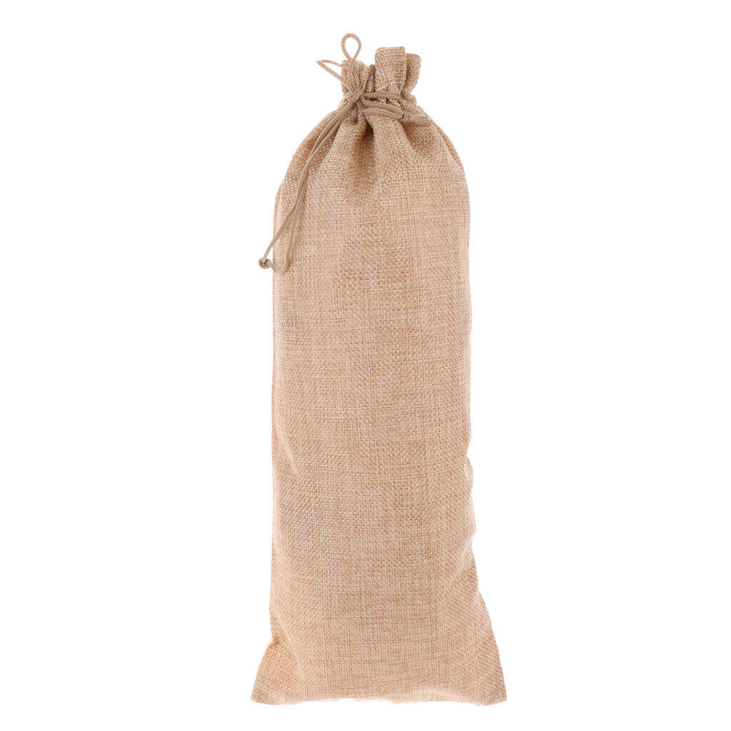 10x Burlap Wine Bag Feature A Drawstring Closure Party Table Decor