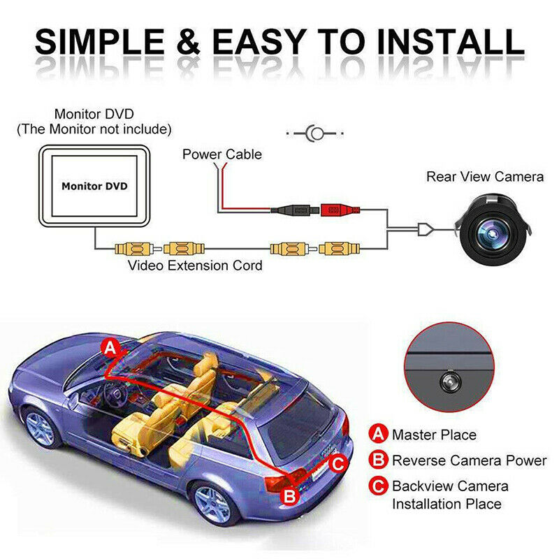 DC12V 170° CCD Car Reverse Backup Rear View Reversing Camera Kits WaterproofJ_DD