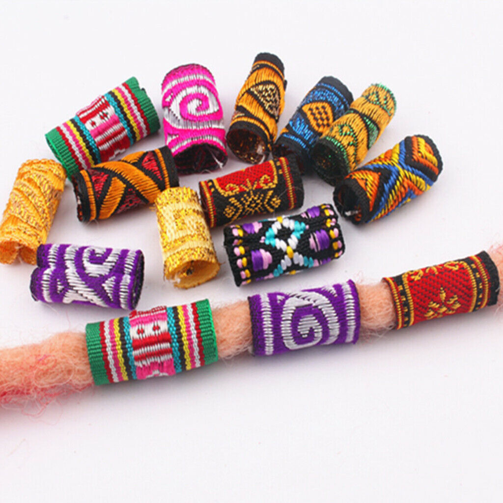 10x Knitted Fabric Hair Dreadlock Beads Tubes For DIY Braids Pendants 08