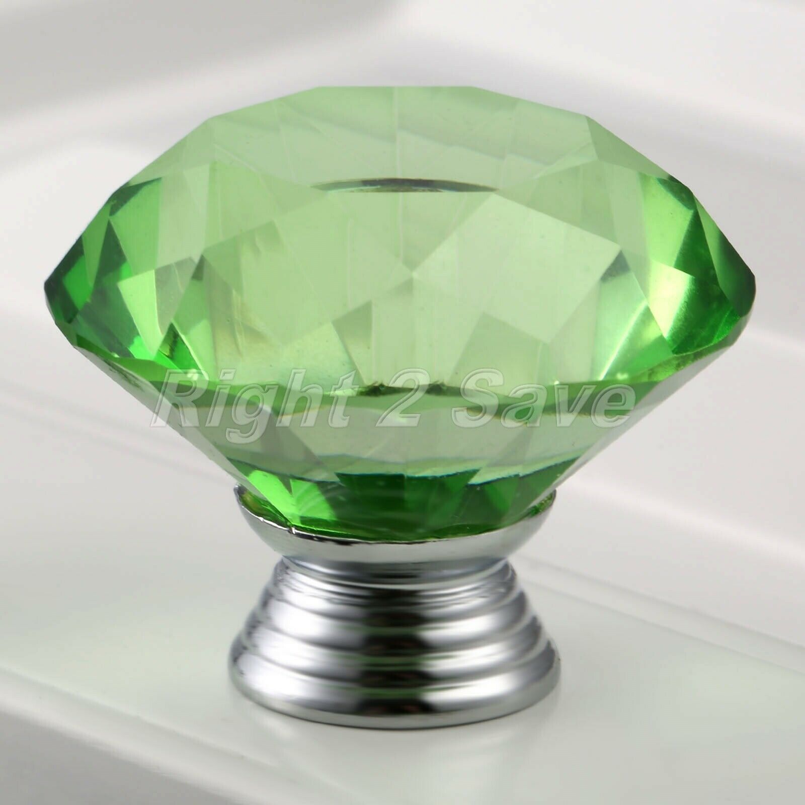 Green Knobs Crystal Glass 40mm Pull Handle Door Cupboard Drawer Cabinet 1PC