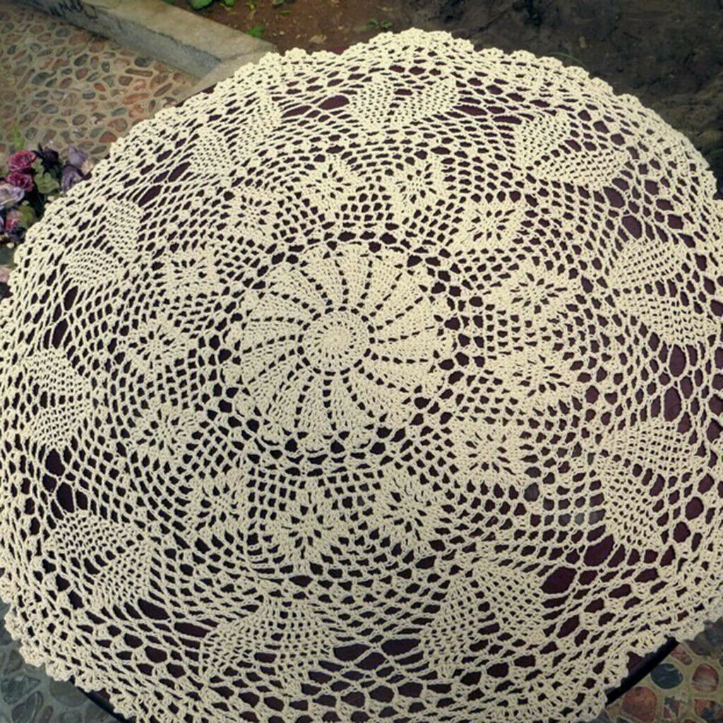 Round Handmade Crochet Sunflower Lace Tablecloth Doilies