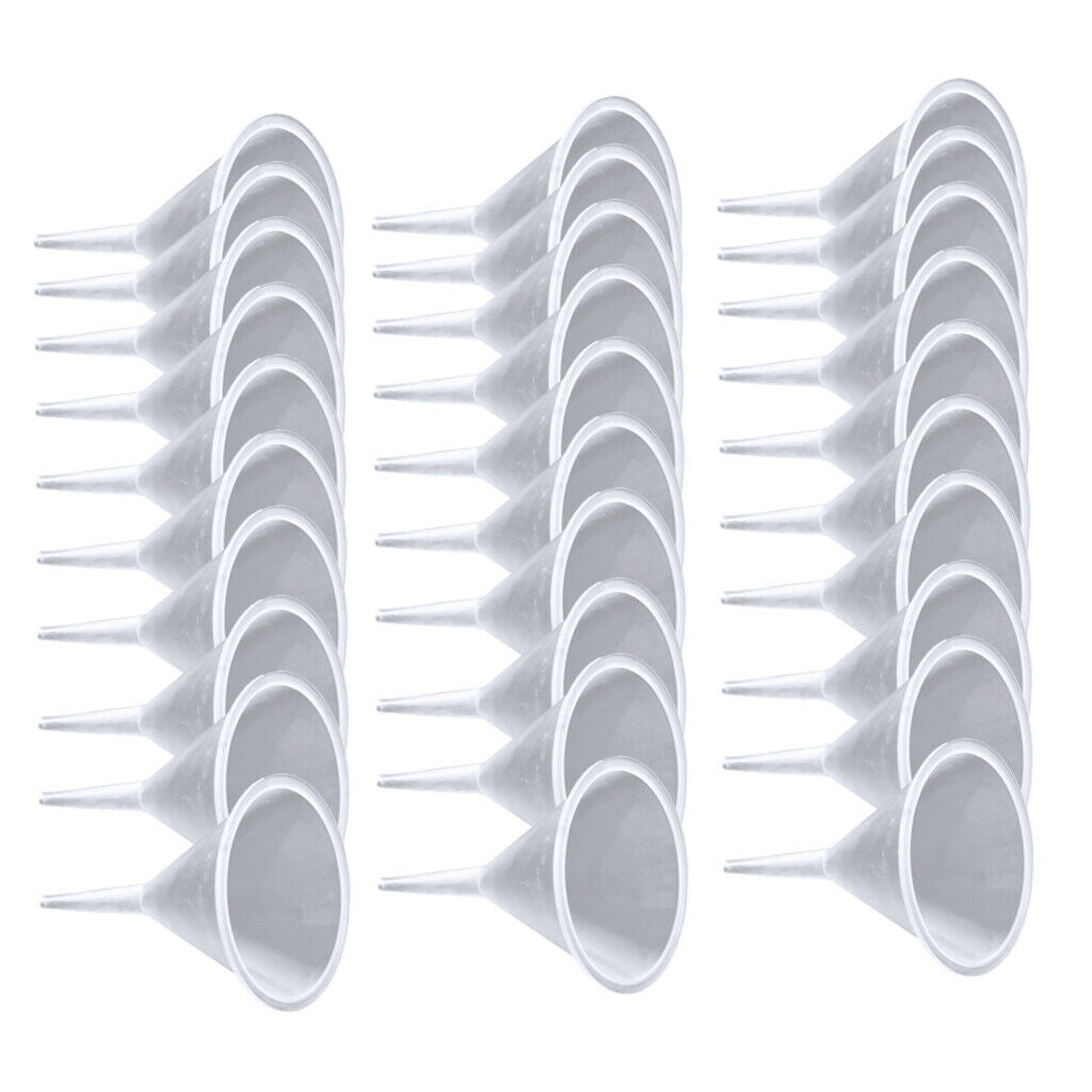 30PC Mini Funnels Dia. 3mm Filling Funnel Narrow Neck for Liquid Oil Plastic