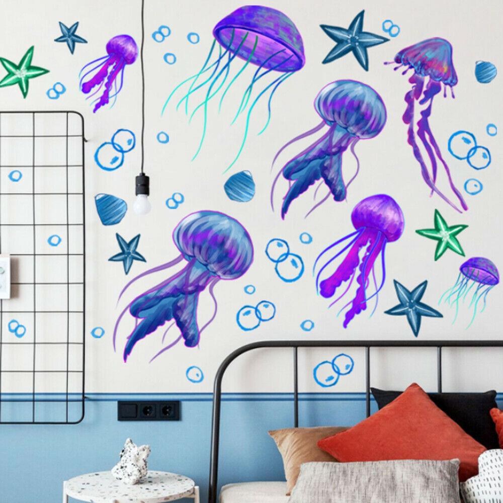 Decalmile Ocean Jellyfish Wall Stickers Under The Sea Wall Decals Bedroom Living