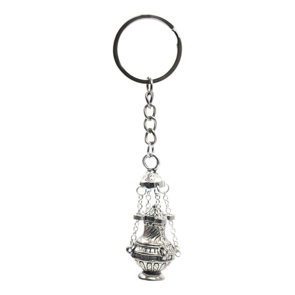 Incense Burner Keychain Keyring Purse Bag Charms Pendant Key Ring Decor