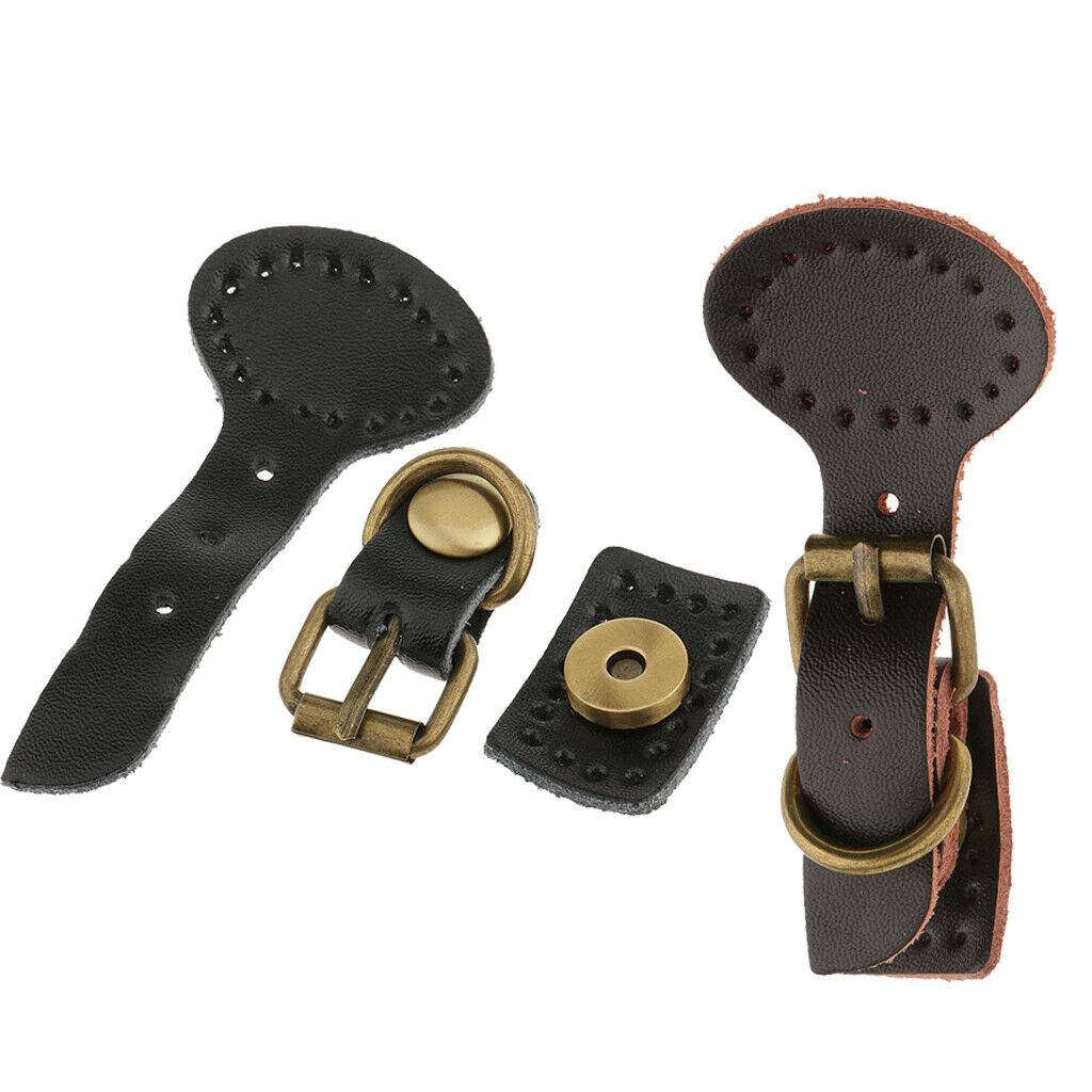 2 Sets Sew On Leather Buckles Magnetic Snap Fastener DIY Replacement For Bag