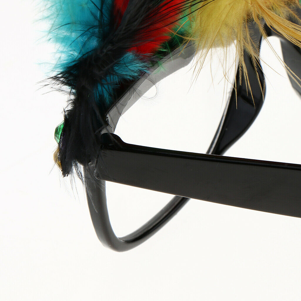 Festival Colorful Feather Rhinestone Glasses Christmas   Party Sunglasses