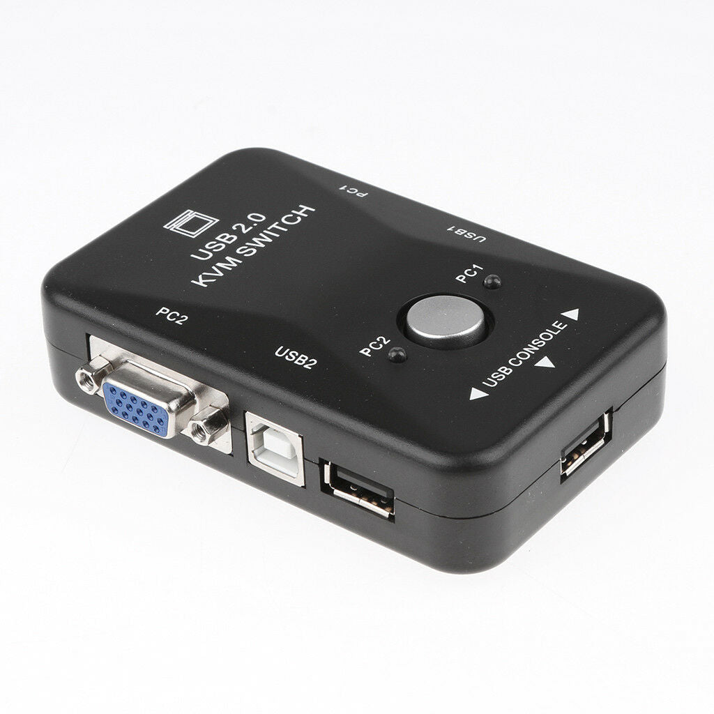 USB2.0 2-Port KVM Switcher Switch Box Mouse / Keyboard / VGA Video Monitor