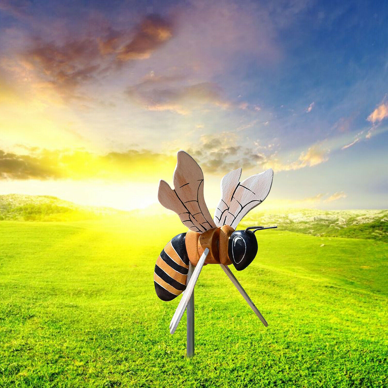 Decorative Bumble Bee Wind Spinner Yard Garden Lawn Yard Ornament Windmills