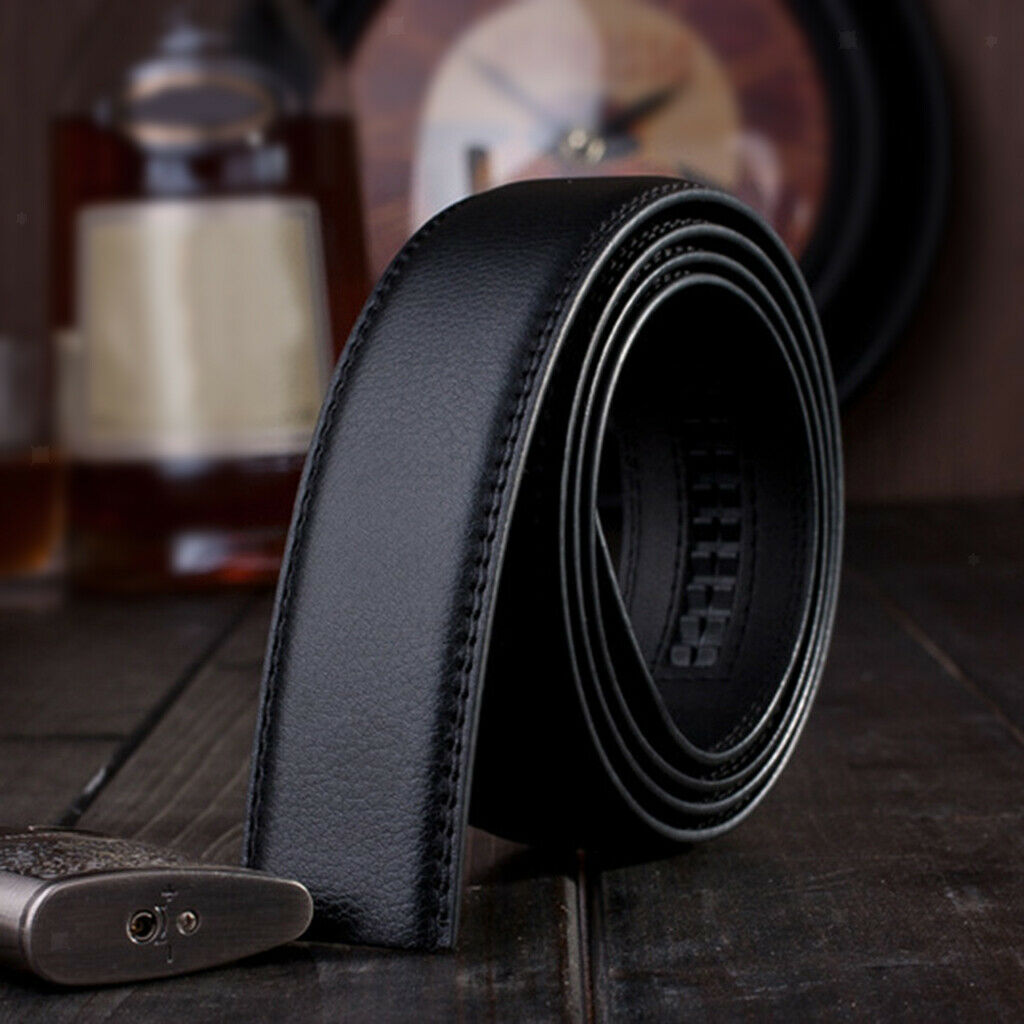 Casual PU Leather Ratchet Replacement Belt without Buckle 35mm 1 3/8" 120cm