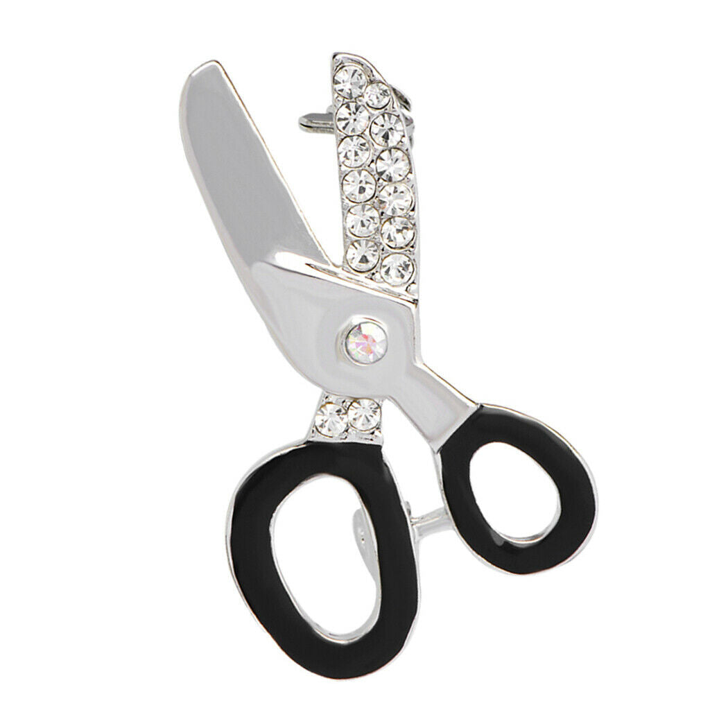 Small Scissor Crystal Rhinestone Brooch Wedding Bridal Jewelry Accessory Novelty