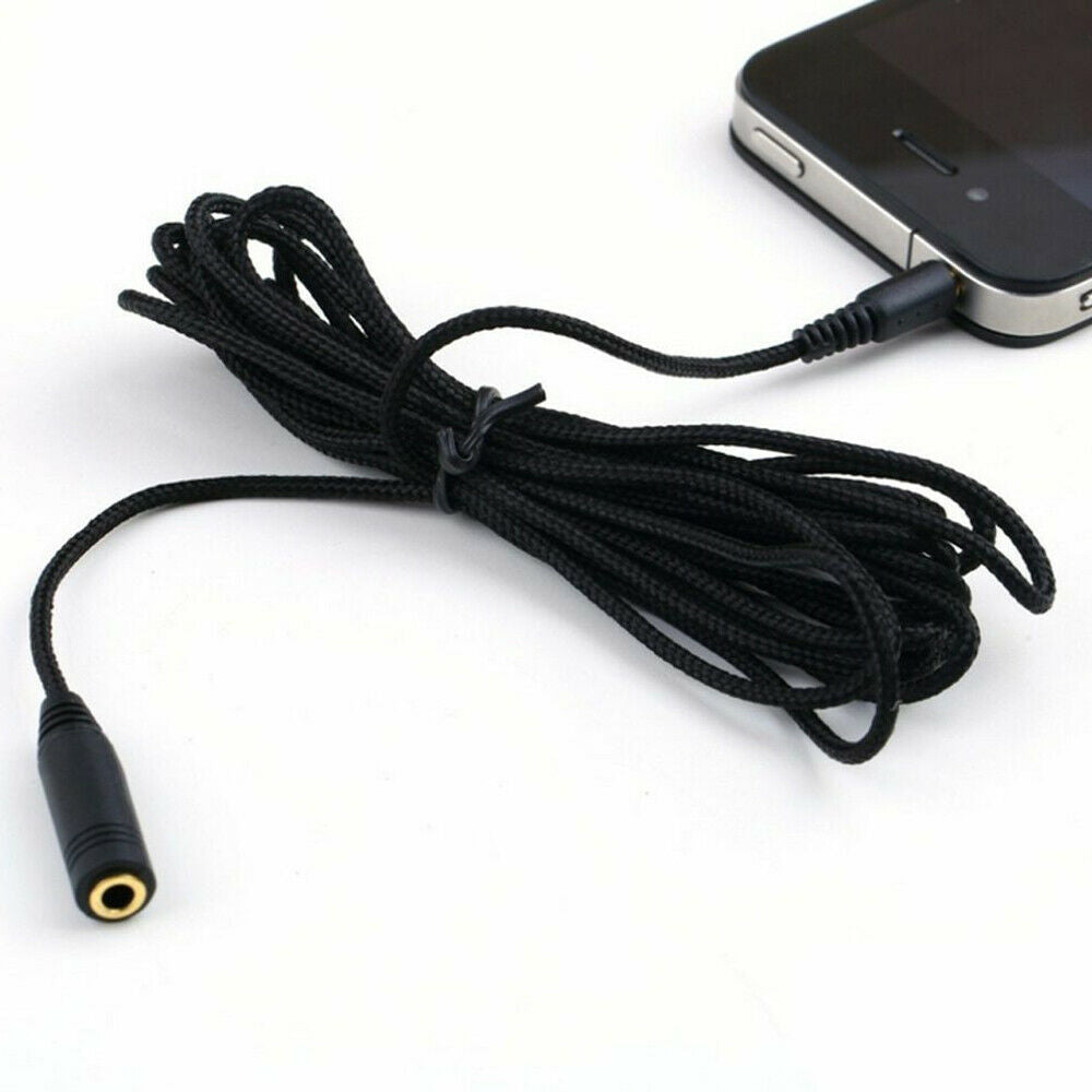 3.5mm Stereo Audio Aux Headphone Braid Cable Extension Cord Male to Female ~ 5ft