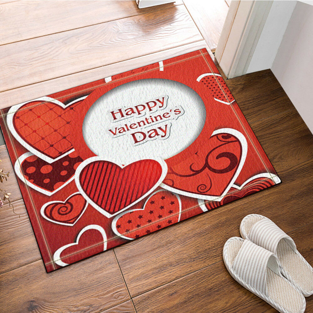 Happy Valentine's Day Bathroom Rug Non-Slip Floor Outdoor Indoor Front Door Mat