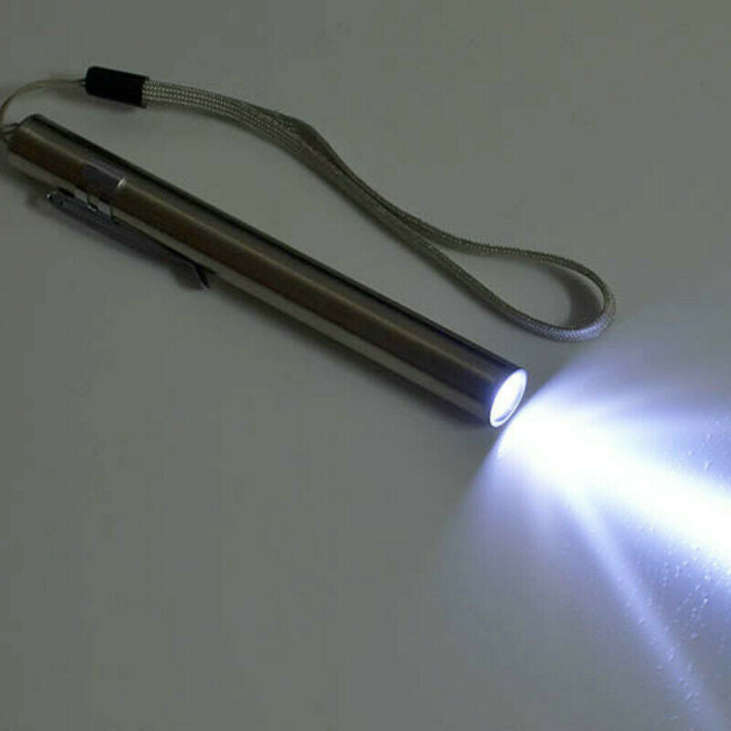 Portable LED Flashlight Pocket LED Lamp USB Rechargeable Stainless Steel Sliver