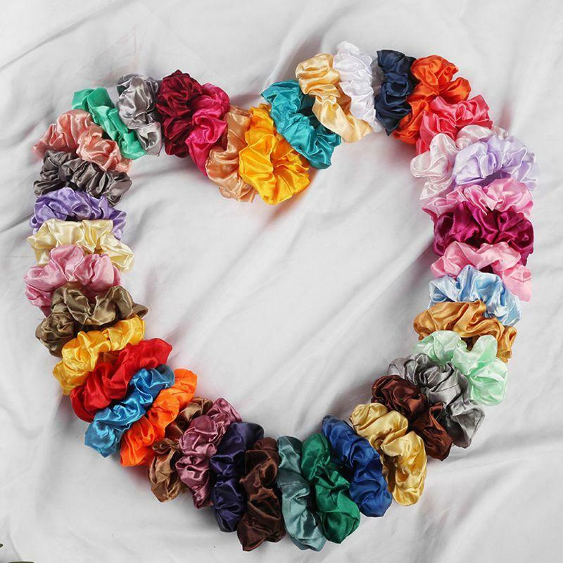 40Pcs Satin Elastic Hair Bands Scrunch Ponytail Holder Scrunchy Hair Women Ties