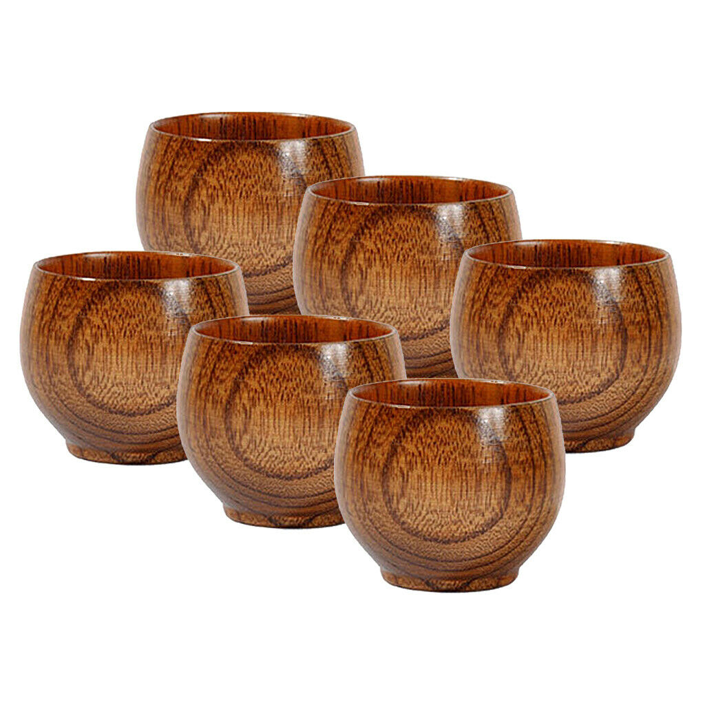 6x  Wooden Cup Handmade Natural Wood Coffee Tea Beer Juice Milk Mug 50ml