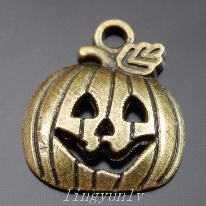 60 Pieces Antiqued Bronze Halloween Ghost Pumpkin Pendants Charms Jewelry 50020