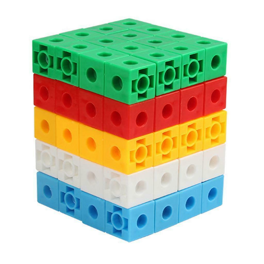 50Pcs Linking Snap Math Counting Blocks Cubes Manipulative Math, 5 Colors
