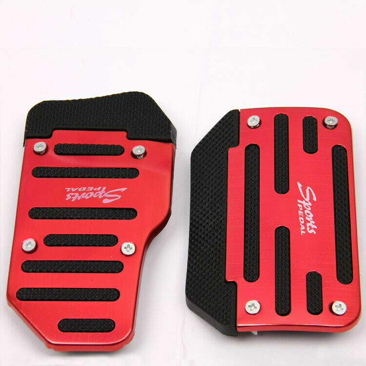 Pair Red Universal Car Automatic SUV Interior Foot Rest Pedals Aluminum Pad