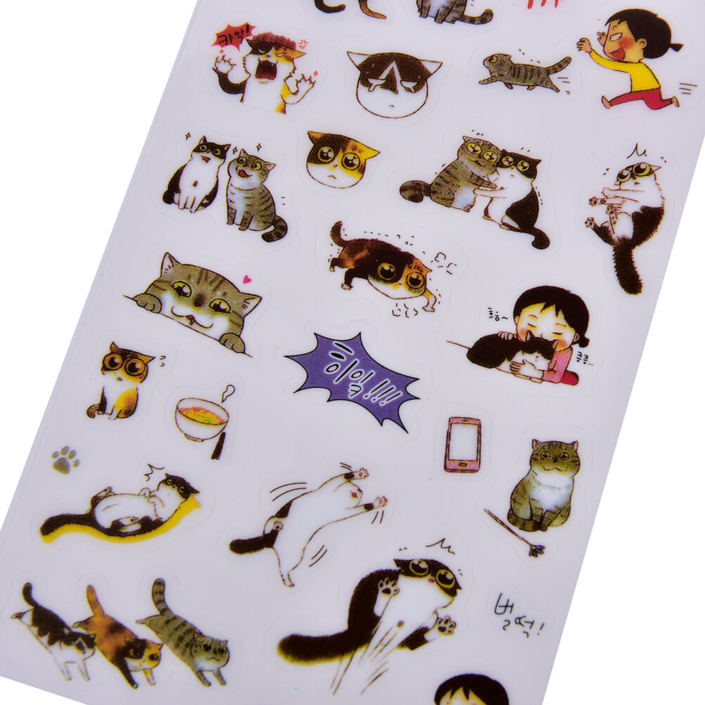 6 Pcs/Pack Korea Transparent Pvc Stickers Cute Cat Diary Photo Album Stic.l8