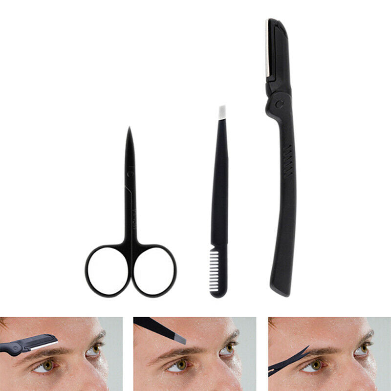 3Pcs Professional Stainless Steel Eyebrow Cutter Eyebrow Scissors Eyebrow BDiiDD