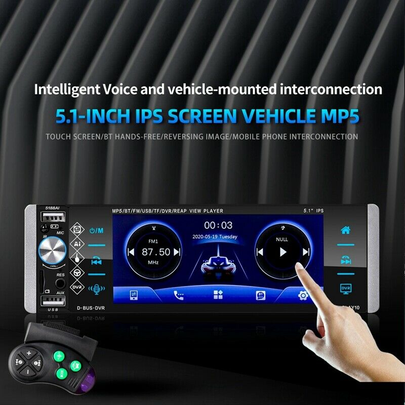 1Din 5.1 Inch 5188 Car MP5 Player IPS Press Screen Voice Control Radio RDS AM T5