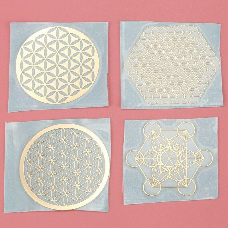 4Pcs / Set Neuf MÃ©tal Ã‰nergie DÃ©cor Autocollant Fleur de Vie L