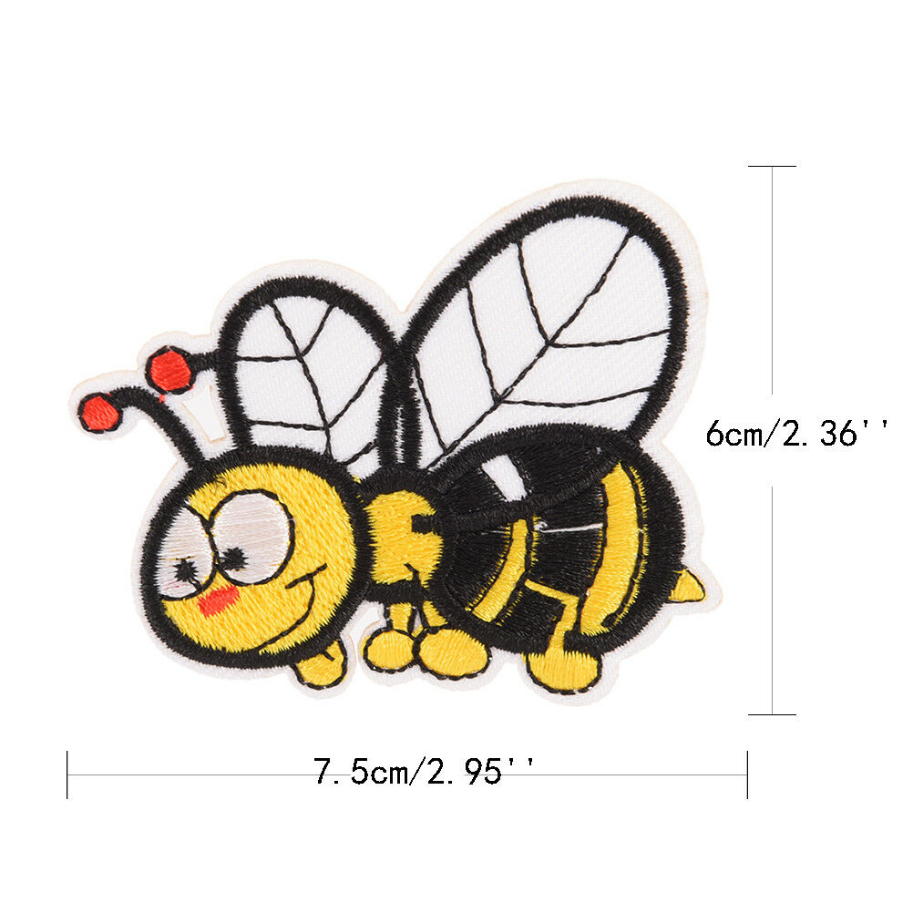 bee embroidered sew iron on patches set badge bag fabric applique craft DIY Tt