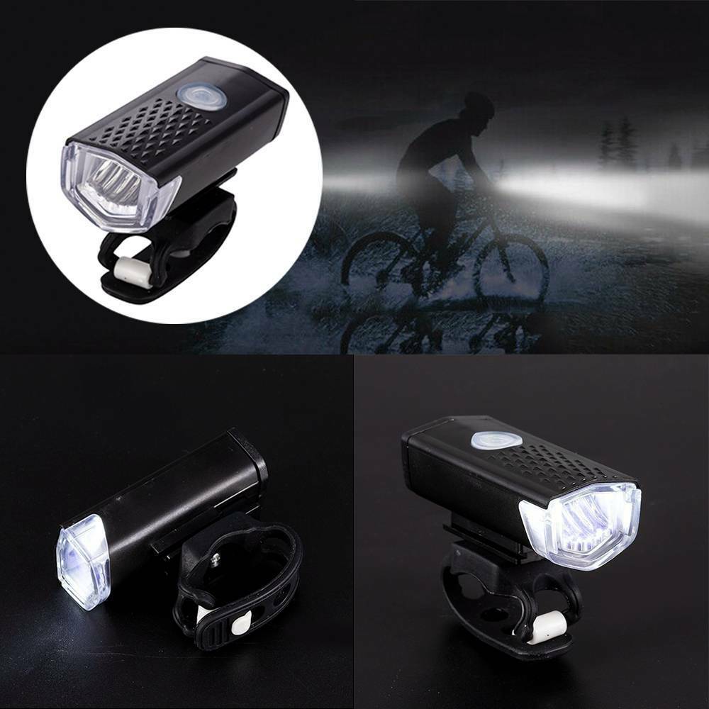 Bike Bicycle Cycling USB Rechargeable LED Head Front Light Rear Tail Lamp US