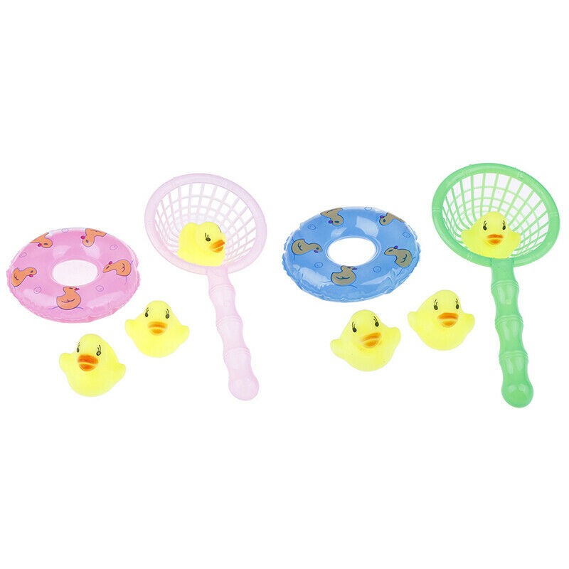 5 Pcs/Set Mini Baby Children Bath Toys Cute Rubber Duck Fishing Net Showe.l8