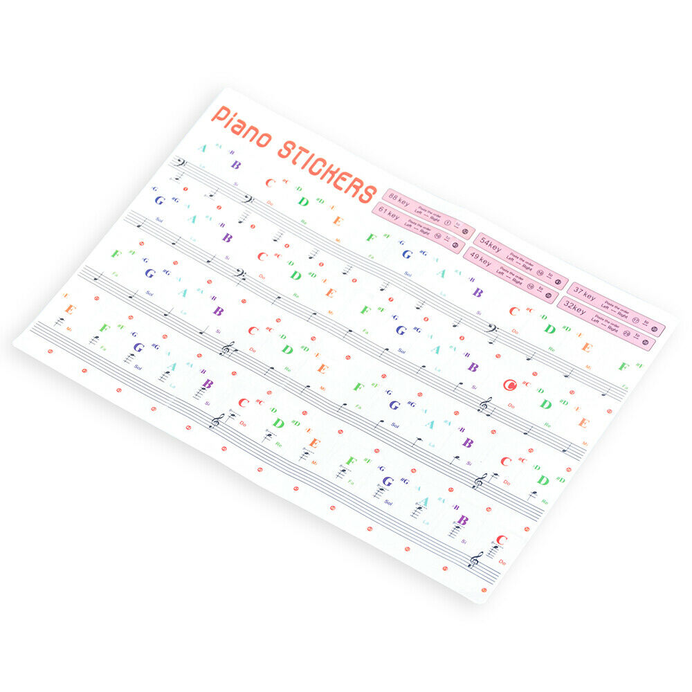 Transparent Piano Keyboard Stickers for 88/61/49/54/37 Keys Piano Removable Note