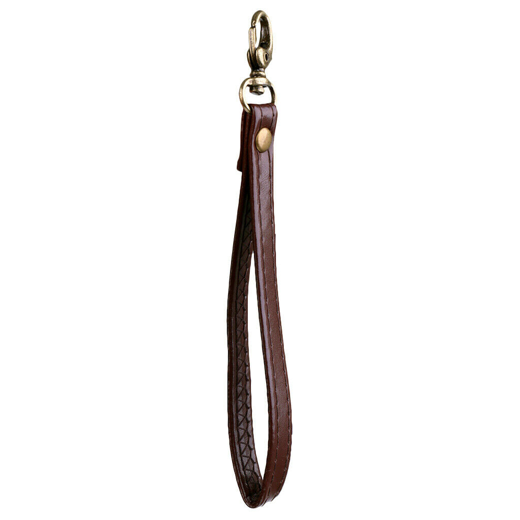 2Pcs Womens Leather Wrist Strap Fashion Clip-On Wristlet Keychains Bag