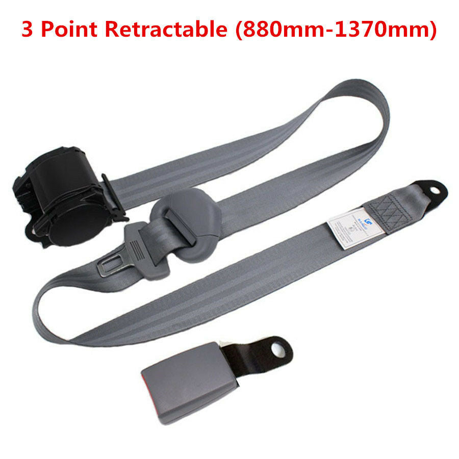 Retractable 3 Point Universal Car Safety Seat Belts Lap with Curved Rigid Buckle