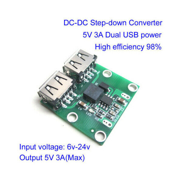 DC-DC Buck  Converter 5V 3A Dual USB Charger Car Power Supply Module X5J1