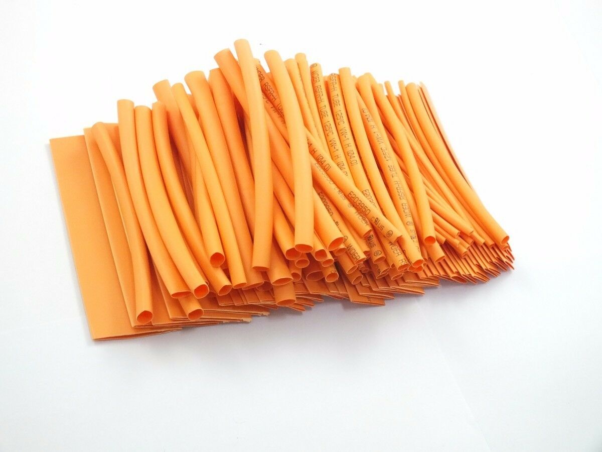 135PCS Pro-kit 4" shrinkable ratio 2:1 Heat Shrink Tubing Sleeve 7 Sizes Orange