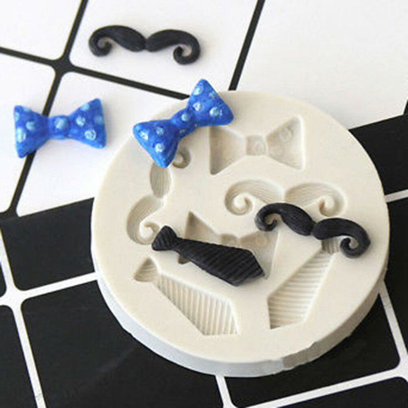 Silicone Beards Mustache Bow Tie Fondant Mould Cake Sugarcraft Chocolate Mold Tt