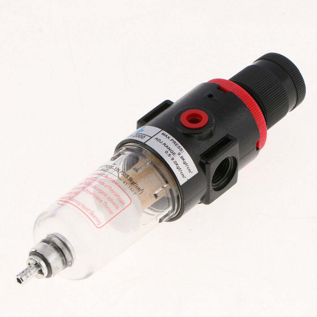 Air Filter Regulator Compressor w/ Gauge& M8 Adapter, Moisture Trap Oil Water