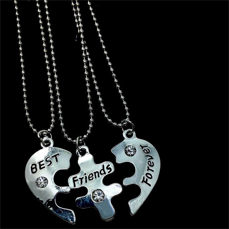 Best Friends Forever Broken Heart Crystal Pendant Necklace Friendship Jewelr Pb