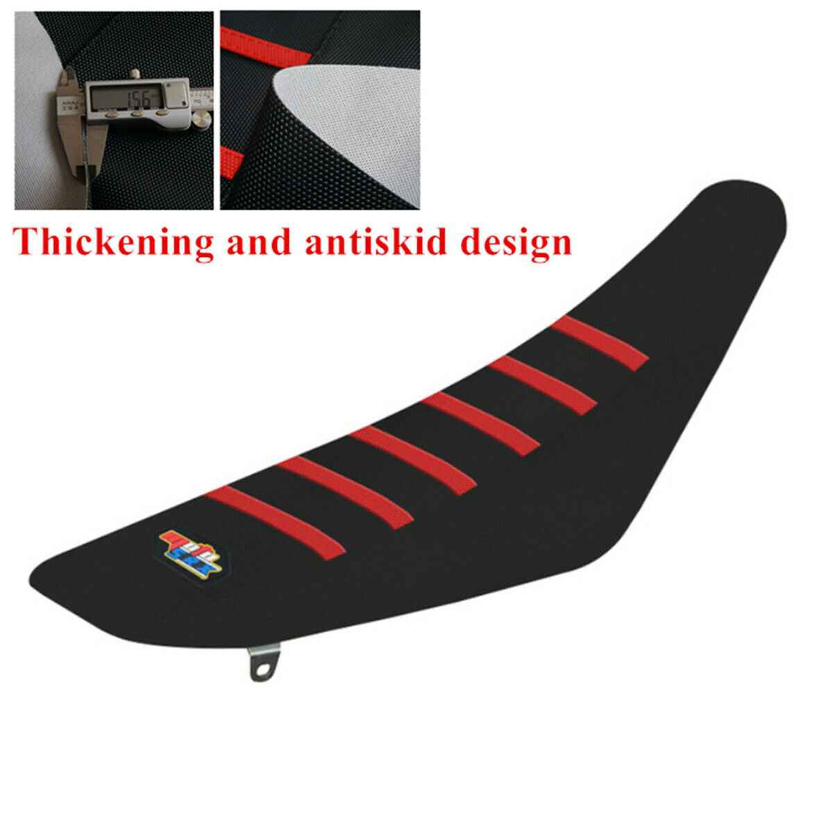 1PCS Universal Black Red Line Motorcycle Rubber Radded Seat Cushion Waterproof