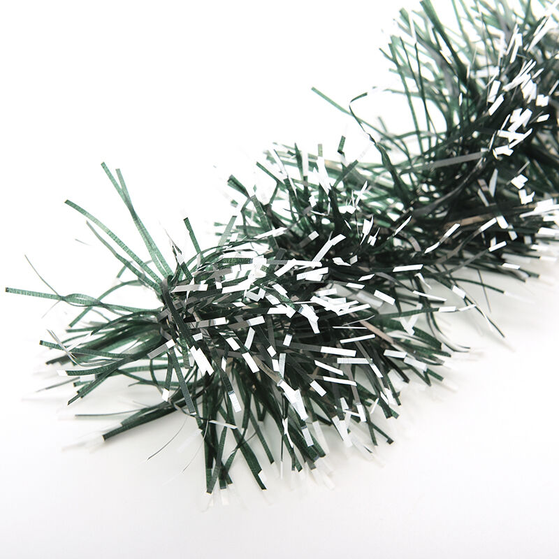 2M Long Dark Green & White Tinsel Christmas Decorations Tree Fashion Decor.l8