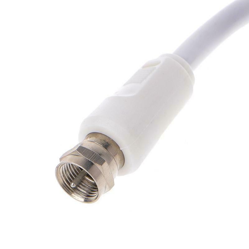 9.5mm White 90 Degrees Male To F Type Male Coaxial TV Satellite Antenna Cable