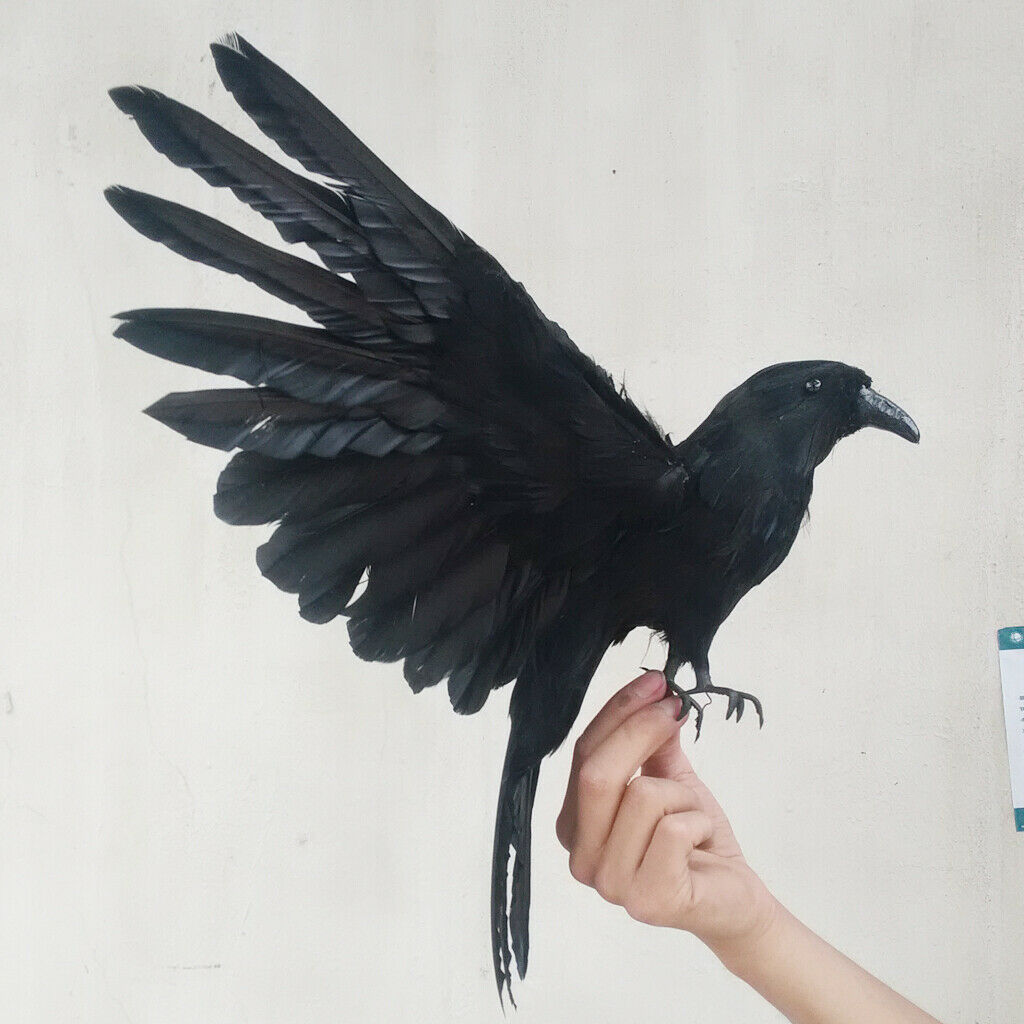 Artificial Realistic Woodland Birds for Garden Home Decoration Raven