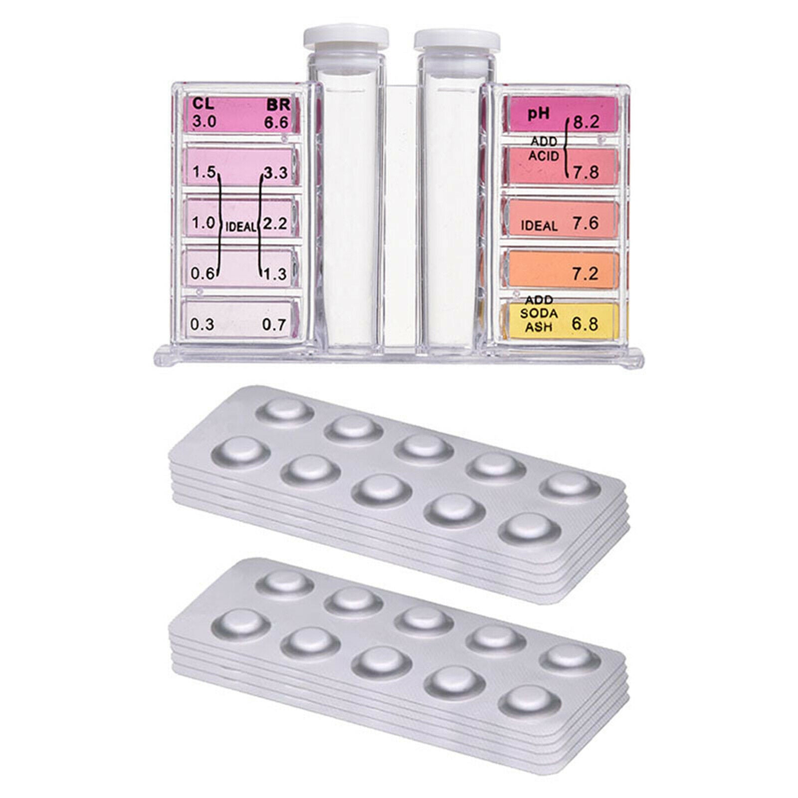 2 In 1 Swimming Pool Tester Kit for Chlorine/PH Bromine Compact Durable