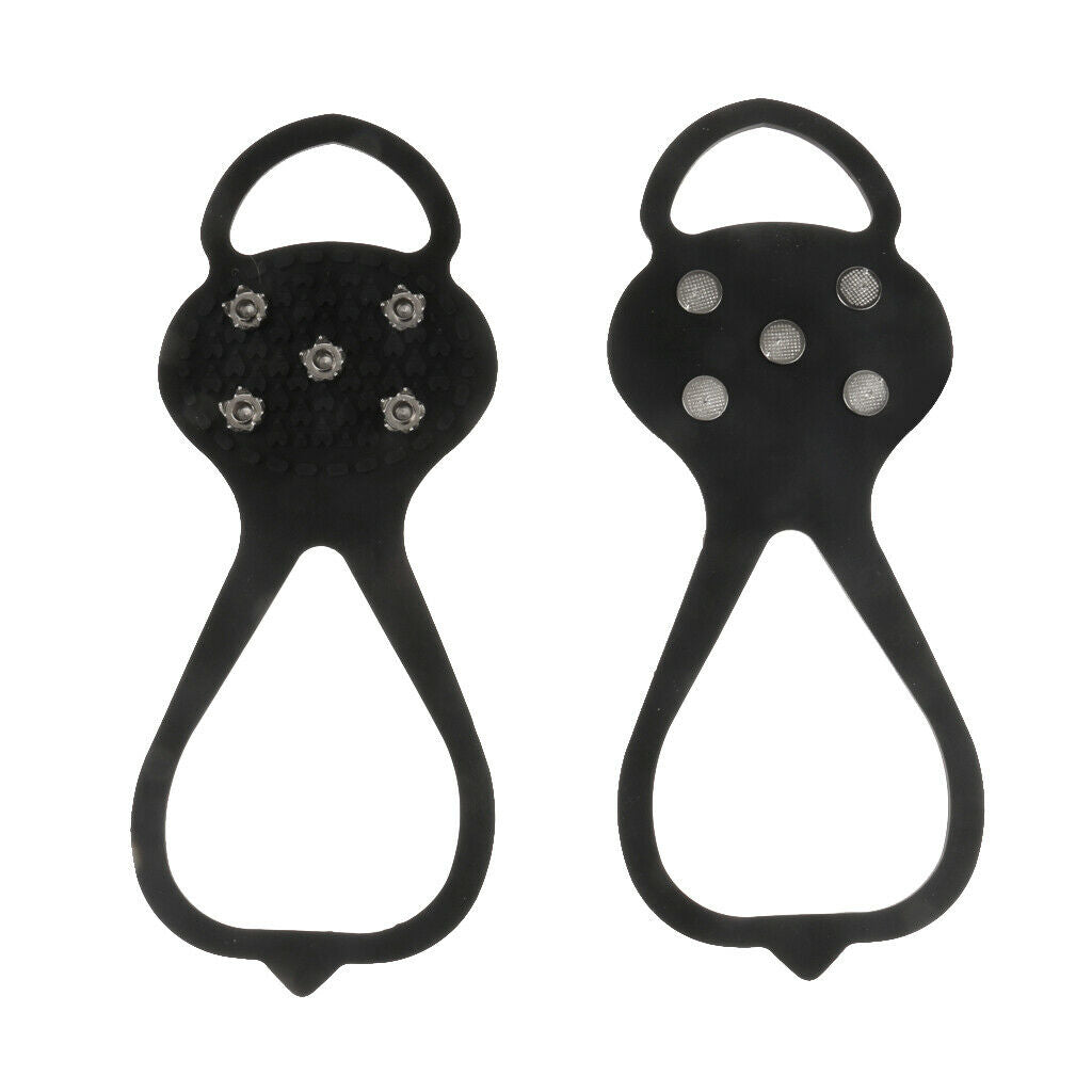 Non-slip 5 Studs Snow Ice Crampons Overshoes Black